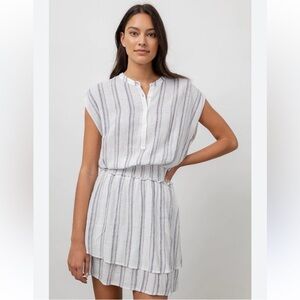 Rails Women's Angelina Cape May Stripe Linen Short White Dress Size XS